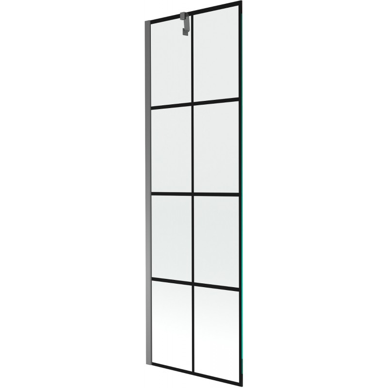 Mexen Next vaňová zástena 1-krídlová 60 x 150 cm, čierna mriežka, gun metal - 895-060-000-00-77-95