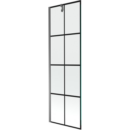 Mexen Next vaňová zástena 1-krídlová 60 x 150 cm, čierna mriežka, gun metal - 895-060-000-00-77-95