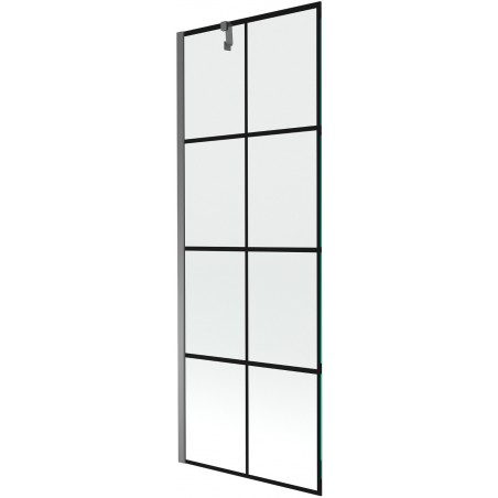 Mexen Next 1-krídlová vaňová zástenová 70 x 150 cm, čierna mriežka, gun metal - 895-070-000-00-77-95