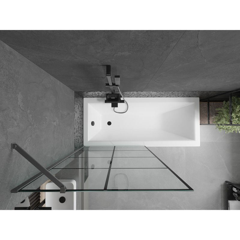 Mexen Next sprchová zástena 1-krídlová 90 x 150 cm, čierna mriežka, gun metal - 895-090-000-00-77-95