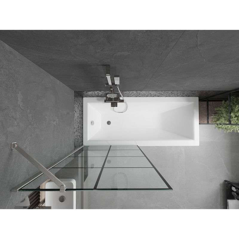 Mexen Next vaňová zástena 1-krídlová 80 x 150 cm, čierna mriežka, brúsený nikel - 895-080-000-00-77-97