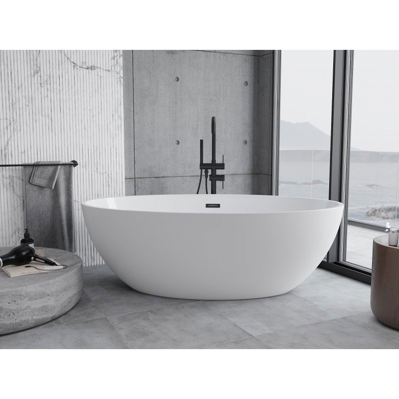 Mexen Nike voľne stojaca vaňa 175 x 100 cm, biela, čierny prepad - 54071751000-70