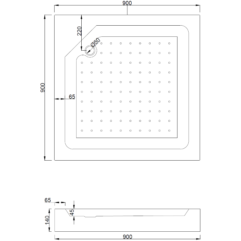 Mexen Rio štvorcový sprchový kút 90 x 90 cm, biely - 45109090