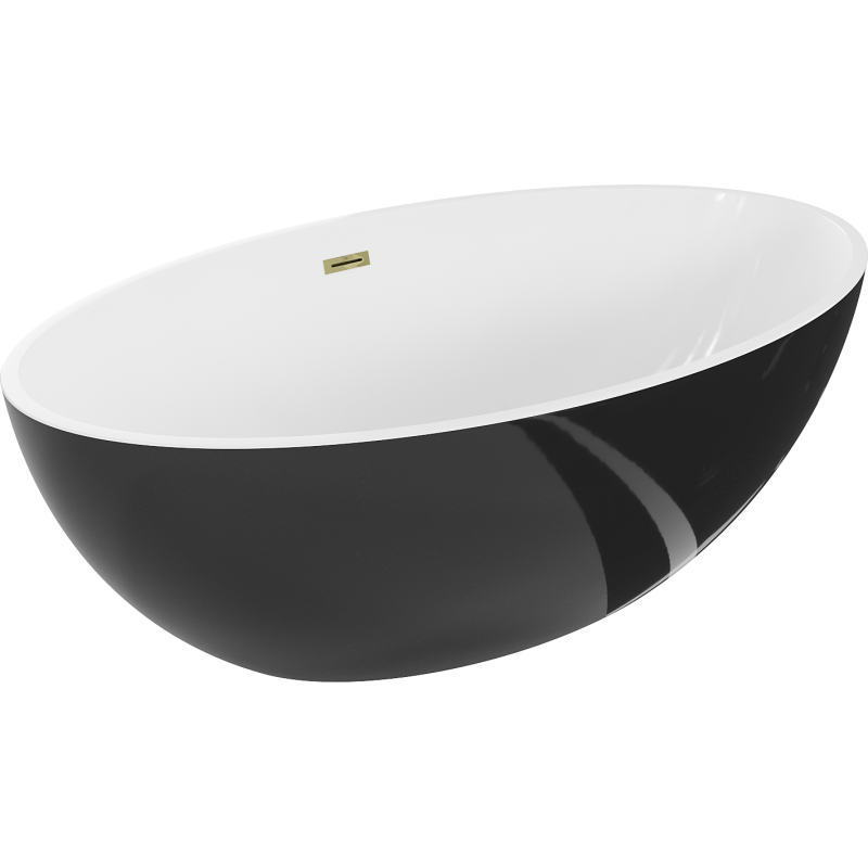 Mexen Nike voľne stojaca vaňa 175 x 100 cm, biela/čierna, prepad zlatý - 54071751075-50
