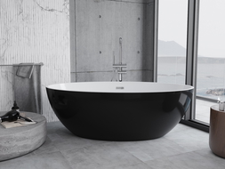 Mexen Nike voľne stojaca vaňa 175 x 100 cm, biela/čierna, prepad chróm - 54071751075-01