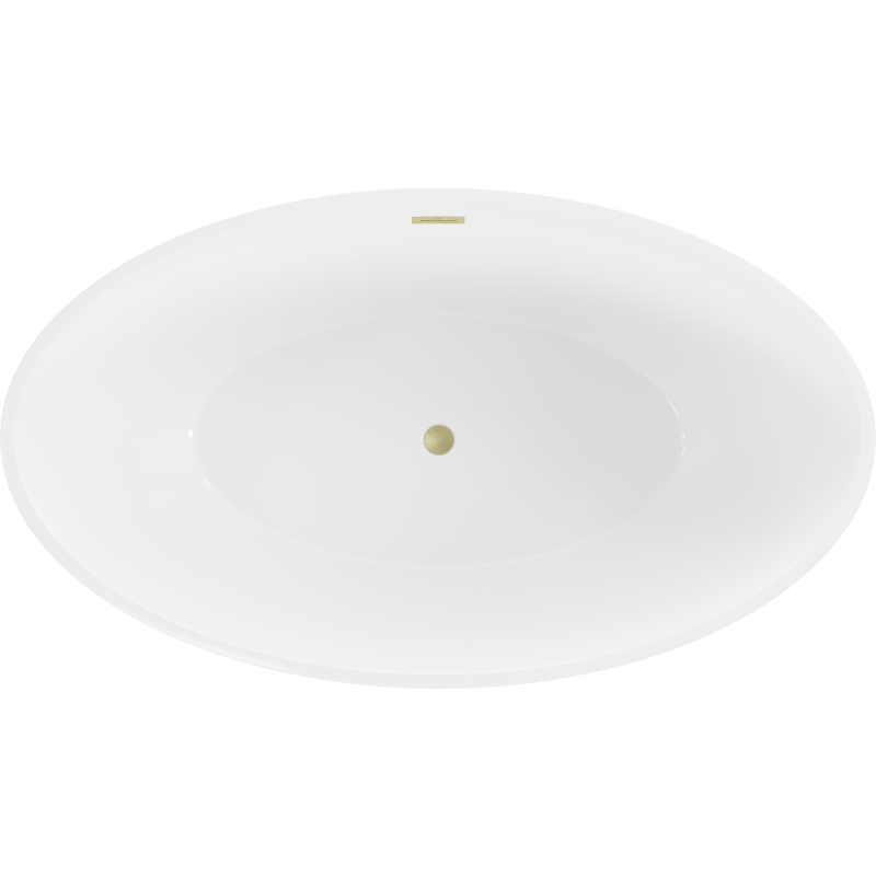 Mexen Nike voľne stojaca vaňa 175 x 100 cm, biela/čierna, prepad zlatý kartáčovaný - 54071751075-55