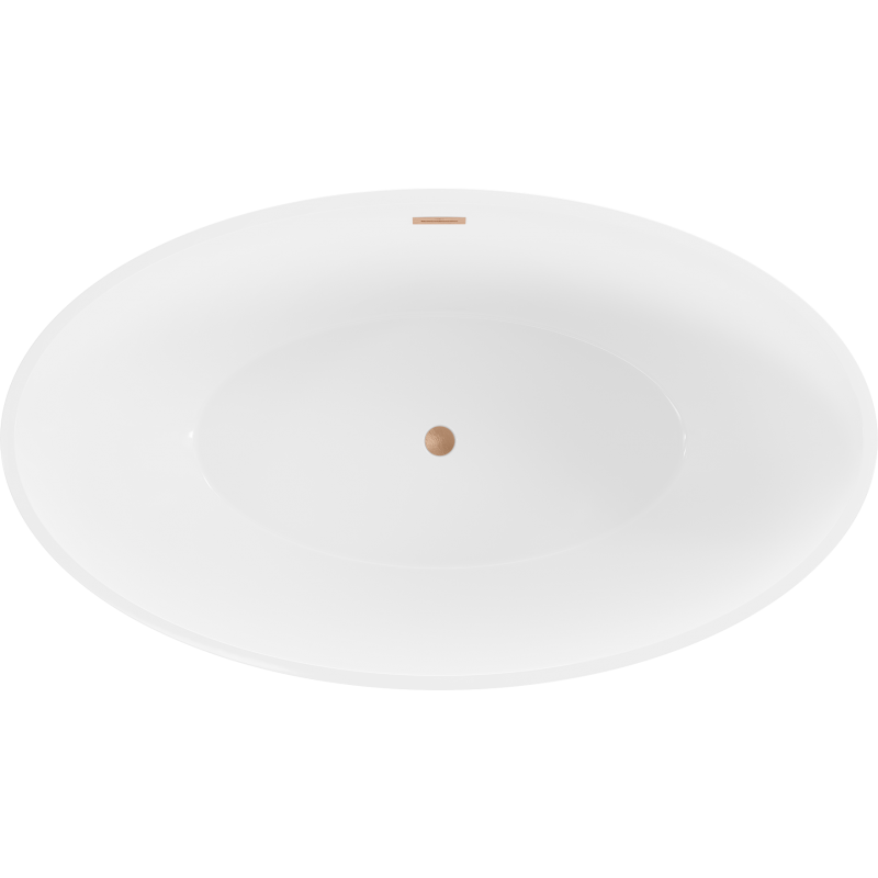 Mexen Nike voľne stojaca vaňa 175 x 100 cm, biela/čierna, prepad kartáčovaná meď - 54071751075-65