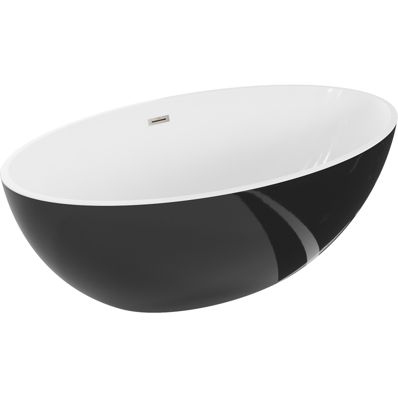 Mexen Nike voľne stojaca vaňa 175 x 100 cm, biela/čierna, preliv nikel brúsený - 54071751075-97