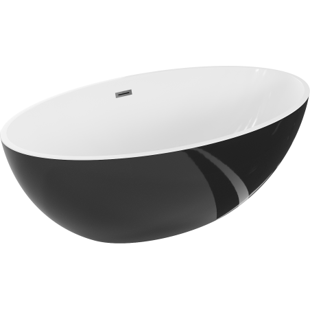 Mexen Nike voľne stojaca vaňa 175 x 100 cm, biela/čierna, prepad gun metal - 54071751075-95
