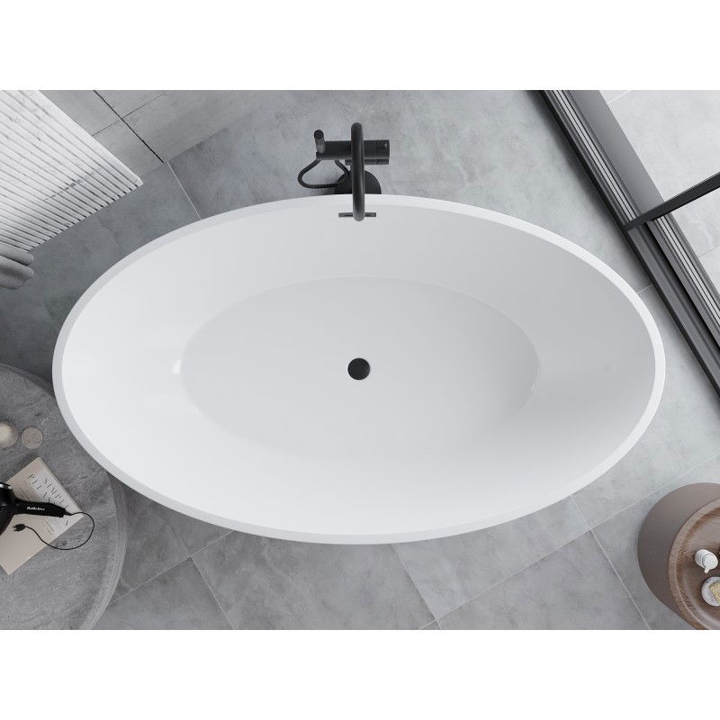 Mexen Nike voľne stojaca vaňa 175 x 100 cm, biela/čierna, prepad čierny - 54071751075-70