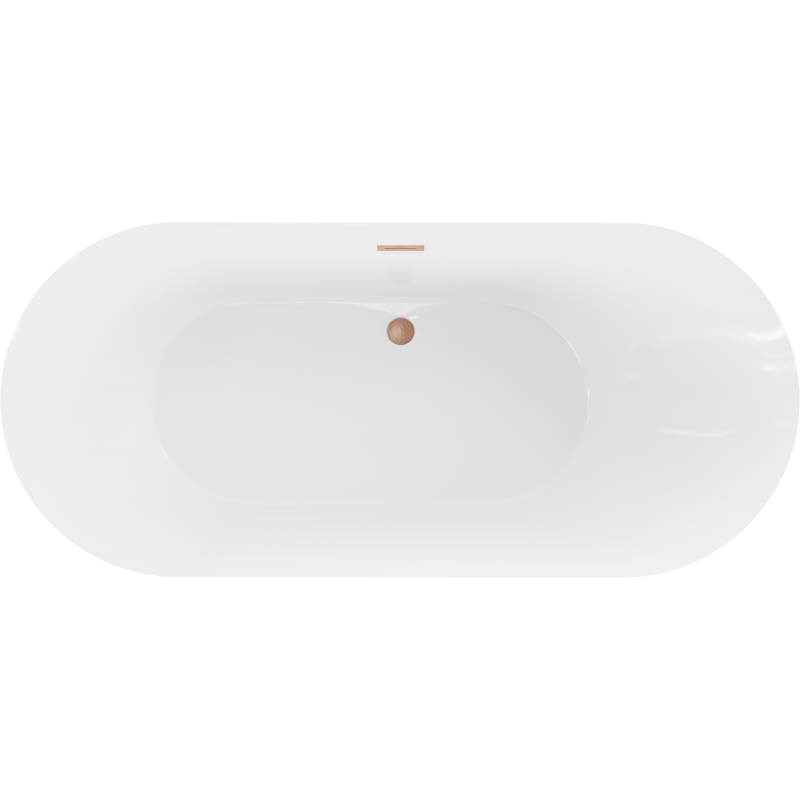 Mexen Roxy voľne stojaca vaňa 180 x 85 cm, biela, preliv meď brúsená - 51201808500-65