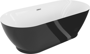 Mexen Roxy voľne stojaca vaňa 180 x 85 cm, biela/čierna, prepad chróm - 51201808575-01