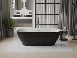 Mexen Roxy voľne stojaca vaňa 180 x 85 cm, biela/čierna, prepad chróm - 51201808575-01