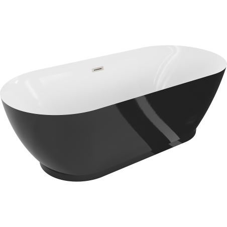 Mexen Roxy voľne stojaca vaňa 180 x 85 cm, biela/čierna, preliv brúsený nikel - 51201808575-97