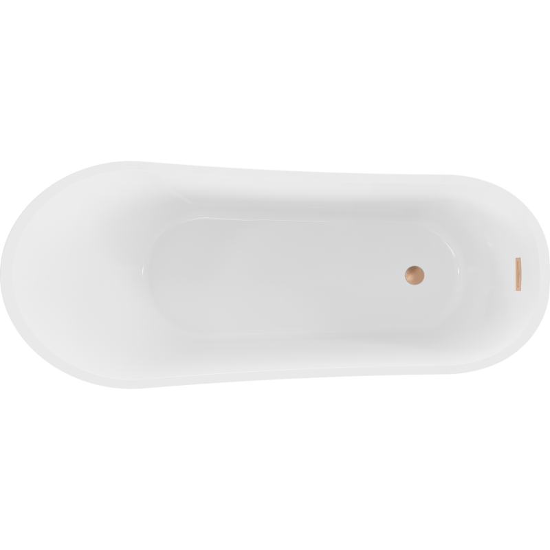 Mexen Alta samostatne stojaca vaňa 170 x 75 cm, biela, prepad kefovaná meď - 52141707500-65