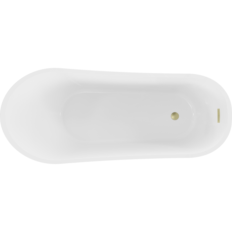 Mexen Alta voľne stojaca vaňa 170 x 75 cm, biela/čierna, preliv zlatý kartáčovaný - 52141707575-55