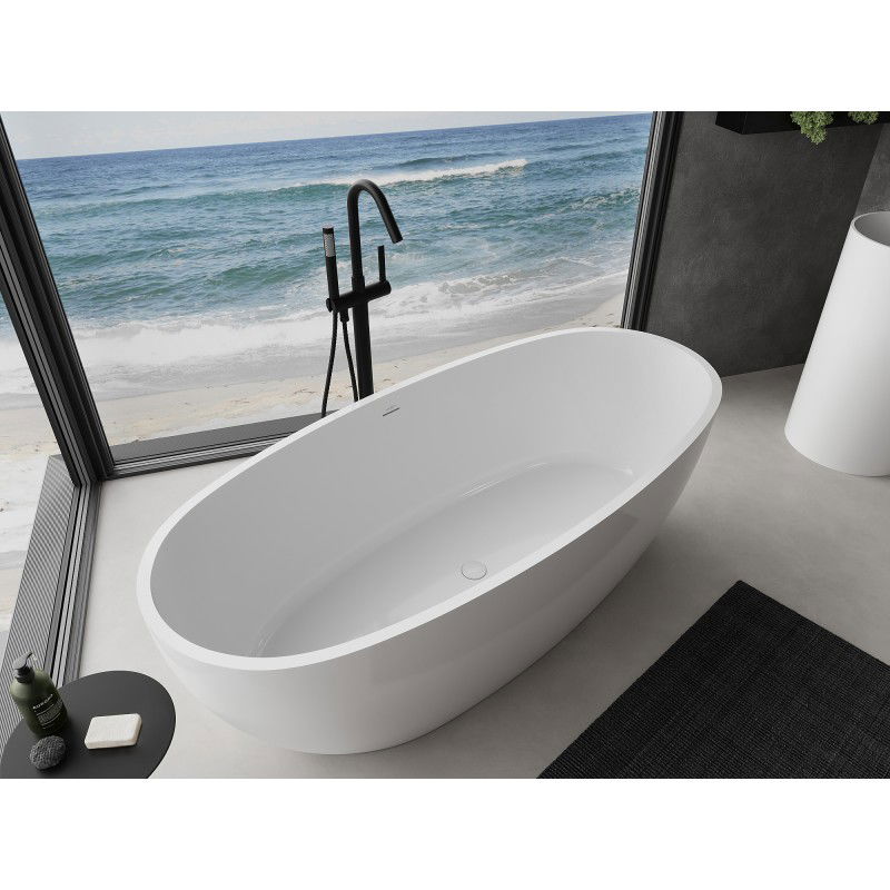 Mexen Torino voľne stojaca vaňa z konglomerátu 175 x 78 cm, biela lesk - 57271757810