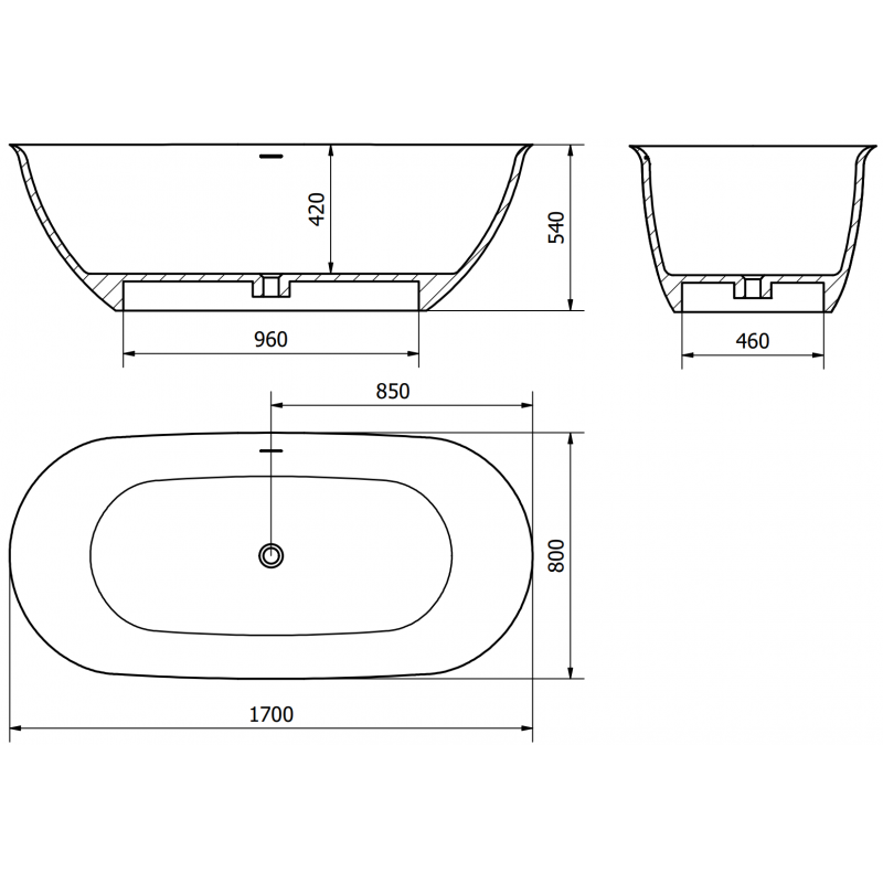 Mexen Siena voľne stojaca vaňa z konglomerátu 170 x 80 cm, biela matná - 57291708000