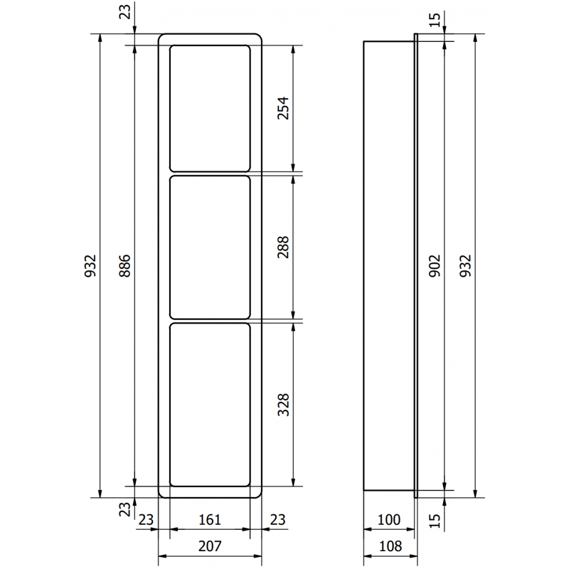 Mexen X-Wall-K výklenková polica z konglomerátu 93,2 x 20,7 cm, biela - 1900932010