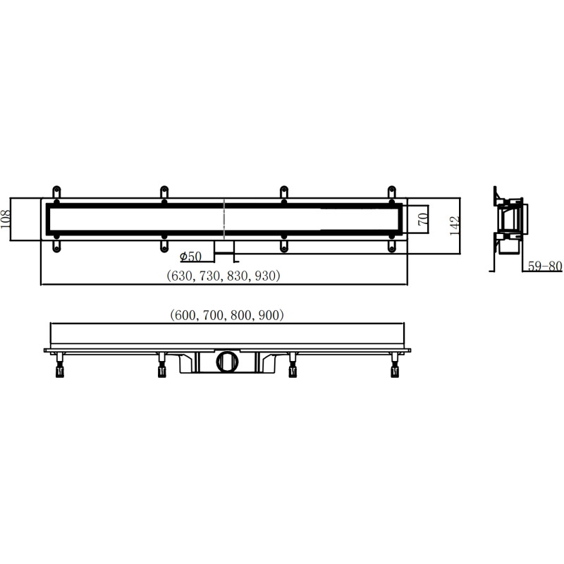 Mexen Flat Abs Flat ABS lineárny odtok 2v1 60 cm, inox - 1069060