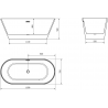 Mexen Flavia voľne stojaca vaňa 160 x 75 cm, biela/čierna, prepad biely - 54031608075-20