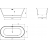 Mexen Flavia voľne stojací umývadlo 160 x 75 cm, biele/čierne, čierny prepad - 54031608075-70