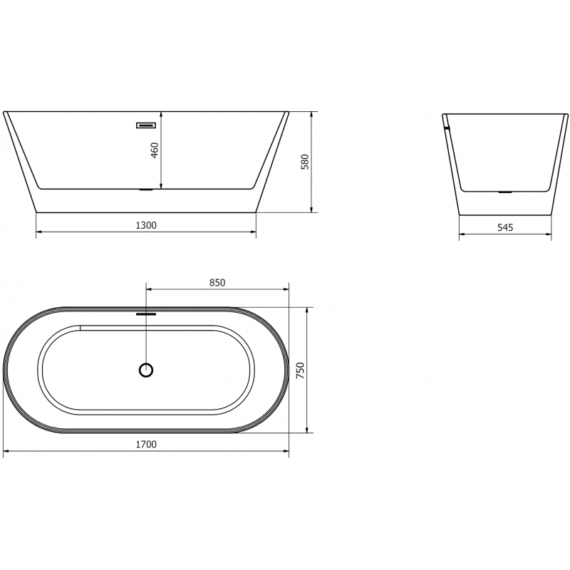 Mexen Flavia voľne stojaca vaňa 170 x 75 cm, biela, prepad brúsená meď - 54031708000-65