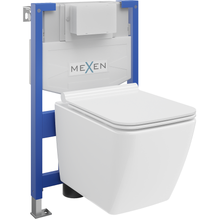 Mexen Vega zástavbová WC súprava stelaž Fenix XS-F s WC mísou a pomaly padacou doskou, biely lesk - 68030654000