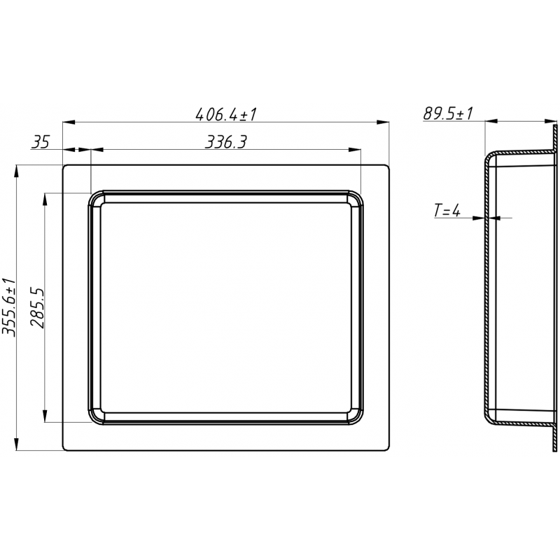 Mexen X-Wall-S výklenková polica SMC s golierom 35,5 x 40,7 cm, biela - 1901354109
