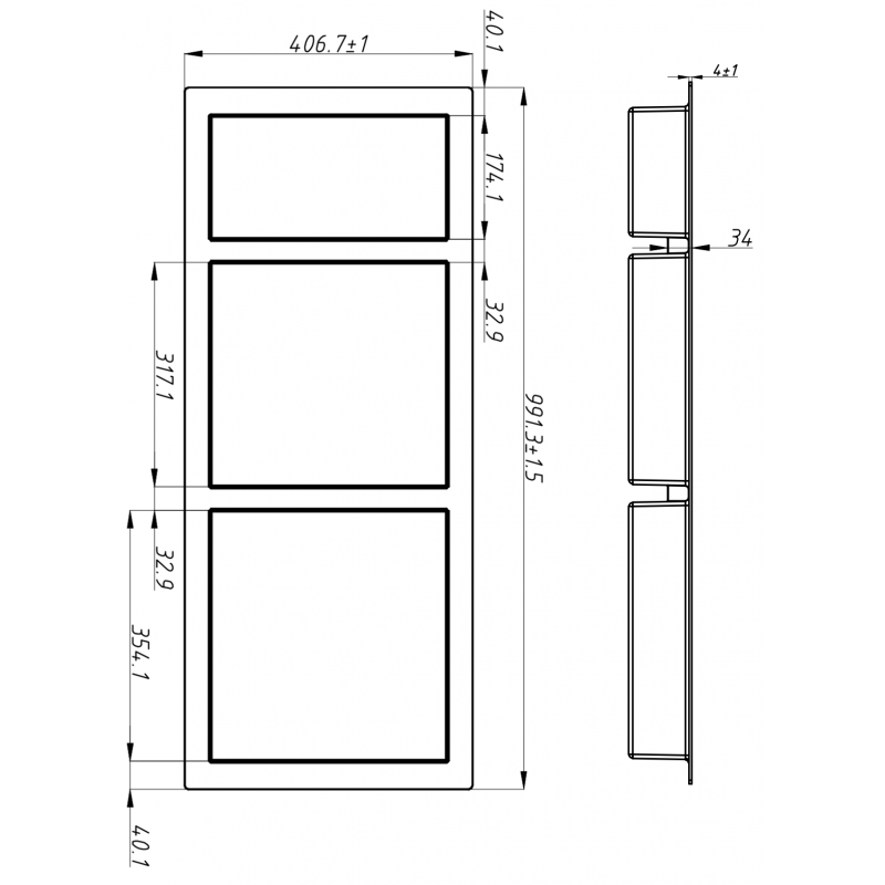 Mexen X-Wall-S výklenková polica SMC s prírubou 99,1 x 40,7 cm, biela - 1901994109