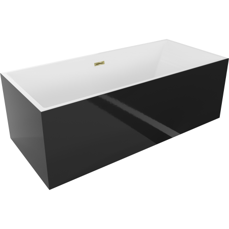 Mexen Vigo voľne stojaca vaňa 178,5 x 80 cm, biela/čierna, prepad zlatý - 51251788075-50