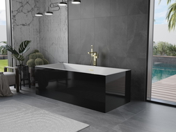 Mexen Vigo samostatne stojaca vaňa 178,5 x 80 cm, biela/čierna, prepad zlatý brúsený - 51251788075-55