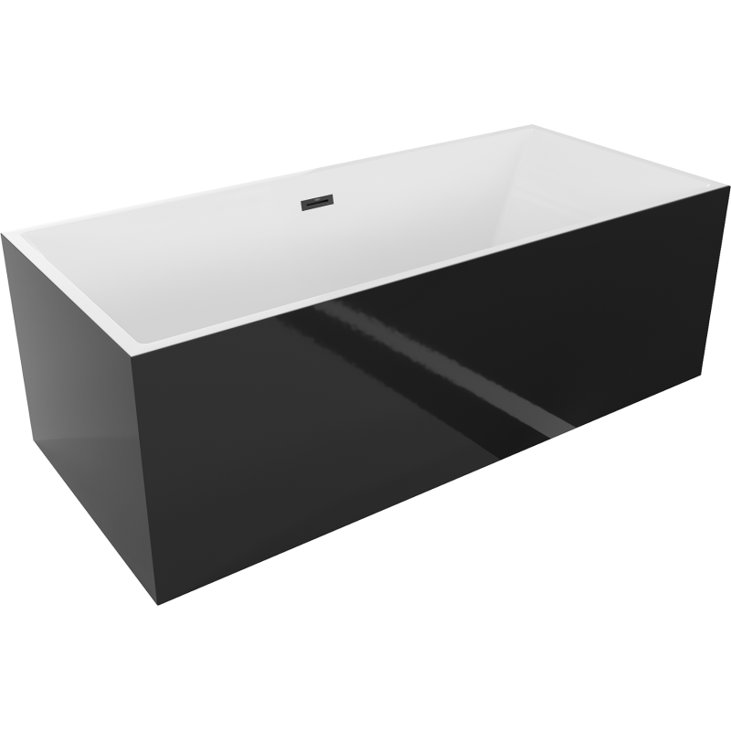 Mexen Vigo voľne stojaca vaňa 178,5 x 80 cm, biela/čierna, čierny prepad - 51251788075-70