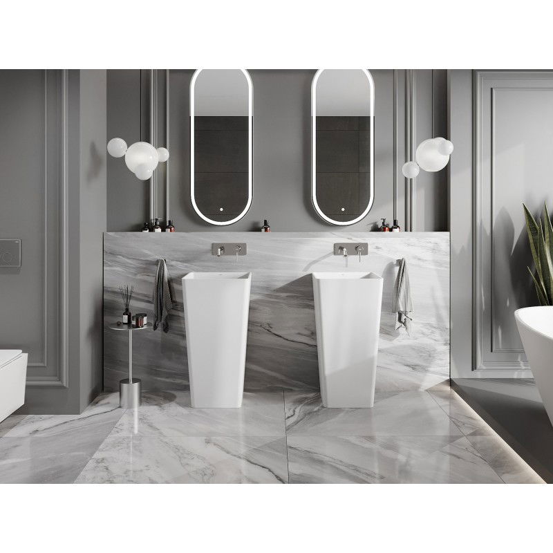 Mexen Adora voľne stojace umývadlo z konglomerátu 45 x 45 cm, biela matná - 26564500