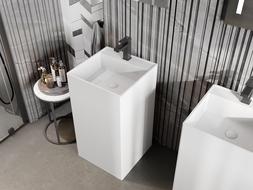 Mexen Belen voľne stojaca umývadlo z konglomerátu 45 x 45 cm, biela matná - 26604500