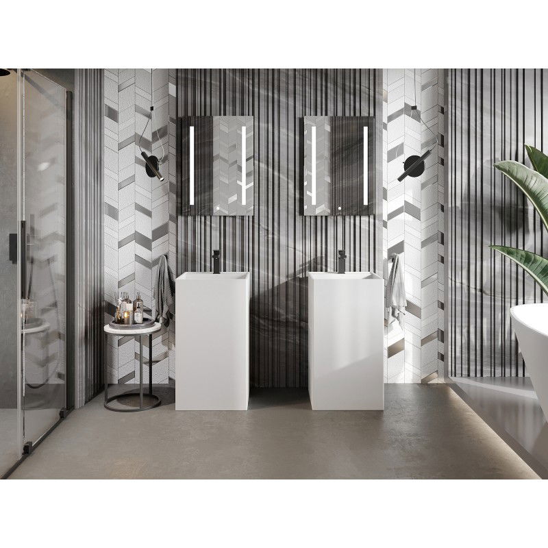 Mexen Belen voľne stojaca umývadlo z konglomerátu 45 x 45 cm, biela matná - 26604500