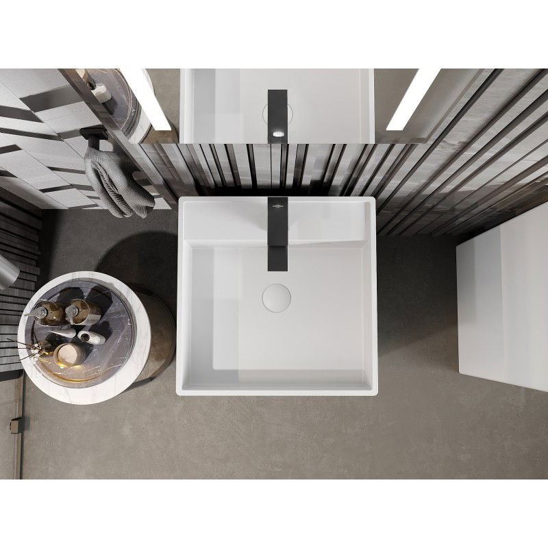 Mexen Belen voľne stojaca umývadlo z konglomerátu 45 x 45 cm, biela matná - 26604500