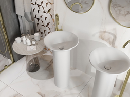 Mexen Leta voľne stojaca umývadlo z konglomerátu 45 x 45 cm, biela matná - 26574500