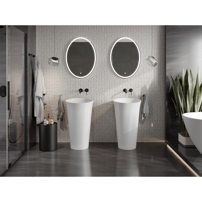 Mexen Nilda voľne stojace umývadlo z konglomerátu 52 x 52 cm, biela matná - 26555200