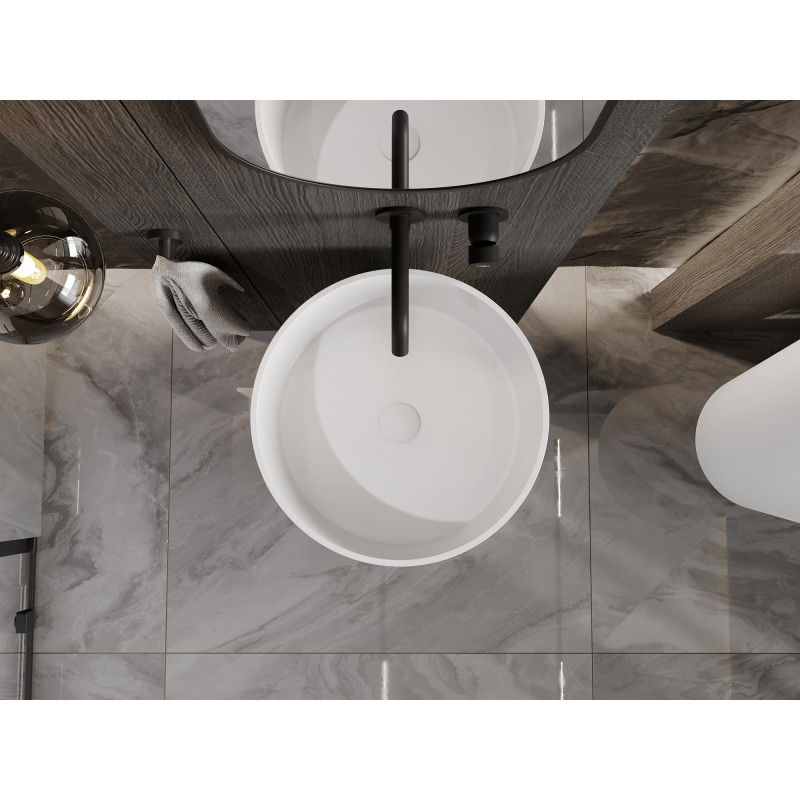 Mexen Onyx-01 voľne stojaca umývadlo z konglomerátu 45 x 45 cm, biela matná - 26524500