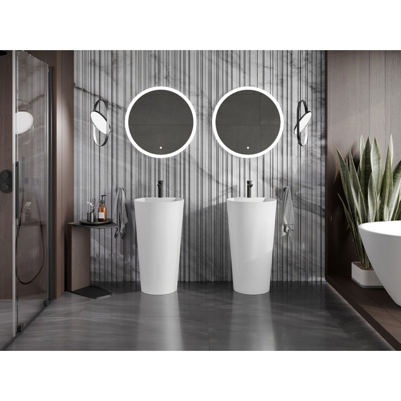 Mexen Onyx-02 voľne stojace umývadlo z konglomerátu 45 x 45 cm, biela mat - 26544500