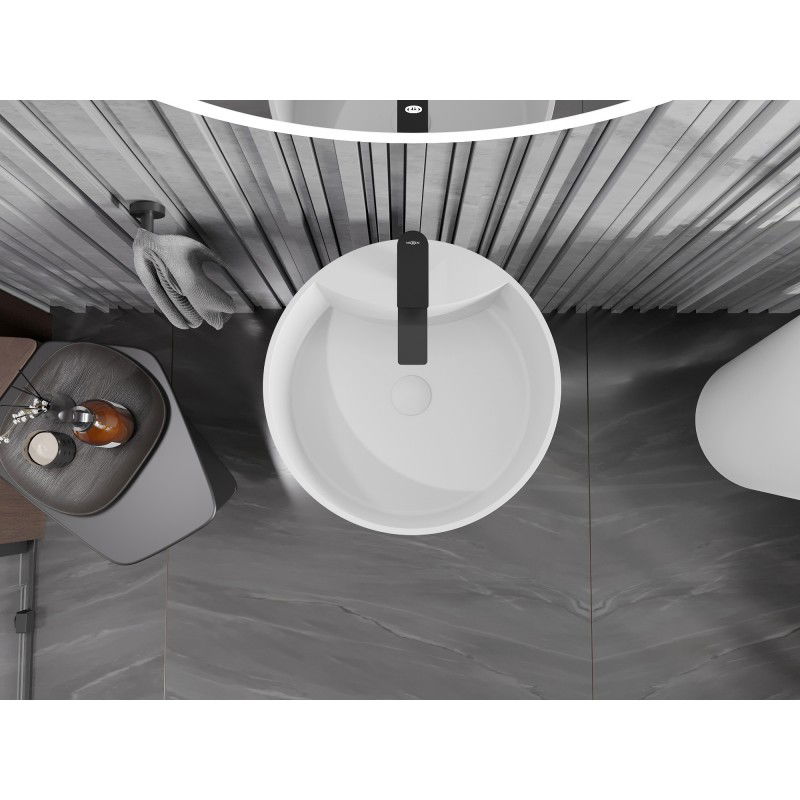 Mexen Onyx-02 voľne stojace umývadlo z konglomerátu 45 x 45 cm, biela mat - 26544500
