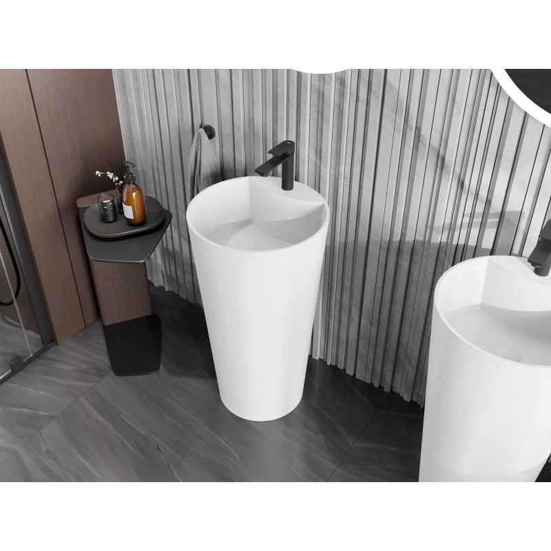 Mexen Onyx-02 voľne stojace umývadlo z konglomerátu 45 x 45 cm, biela mat - 26544500