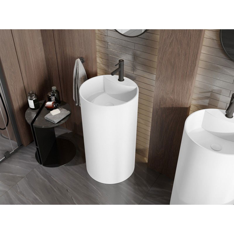 Mexen Ajax-02 voľne stojaca umývadlo z konglomerátu 45 x 45 cm, biela matná - 26514500