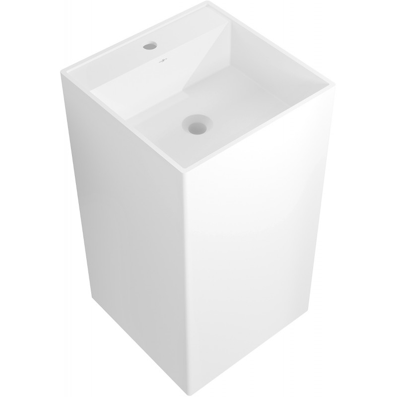Mexen Belen voľne stojace umývadlo z konglomerátu 45 x 45 cm, biela mat - 26604500