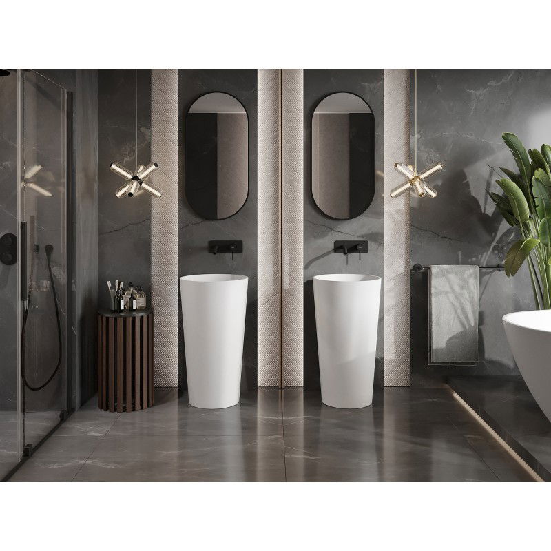 Mexen Onyx-03 voľne stojaca umývadlo z konglomerátu 45 x 45 cm, biela matná - 26534500