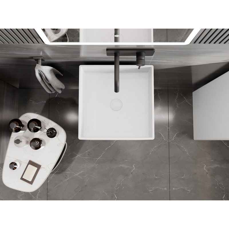 Mexen Xola-1 voľne stojaci umývadlo z konglomerátu 40 x 40 cm, biela mat - 26594000