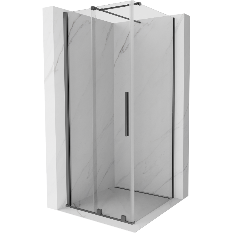 Mexen Velar sprchový kút posuvný 90 x 90 cm, priehľadný, gun metal - 871-090-090-01-95
