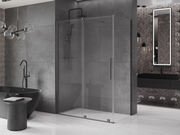 Mexen Velar posuvný sprchový kút 160 x 100 cm, priehľadný, gun metal - 871-160-100-01-95