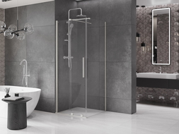 Mexen Velar posuvná sprchová kabína 90 x 90 cm, transparentná, kartáčovaný nikel - 871-090-090-01-97